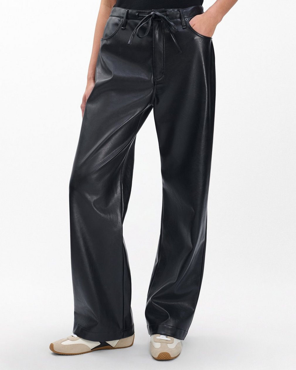 Phoebe Faux Leather Pants - Black