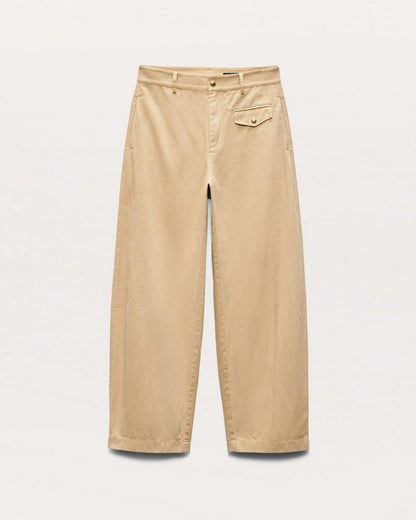 Renata Cotton Twill Utility Pants - Beige
