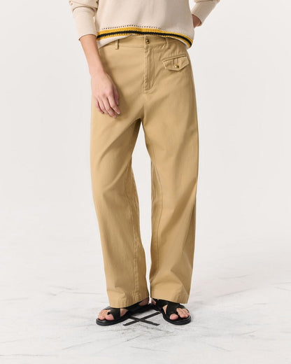 Renata Cotton Twill Utility Pants - Beige