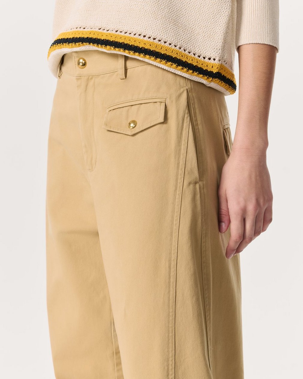 Renata Cotton Twill Utility Pants - Beige