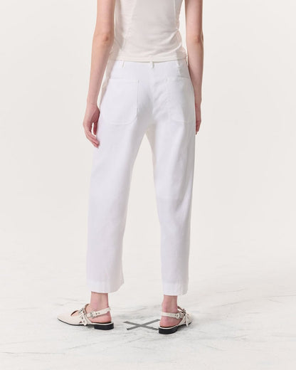 Banks Ankle-Length Linen-Blend Pants - White