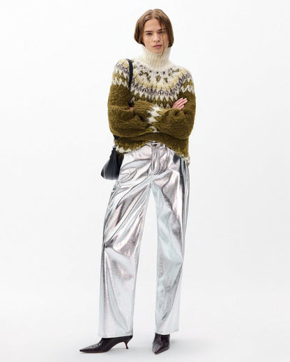Logan Faux Leather Pants - Silver