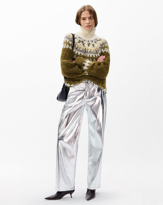 Logan Faux Leather Pants - Silver