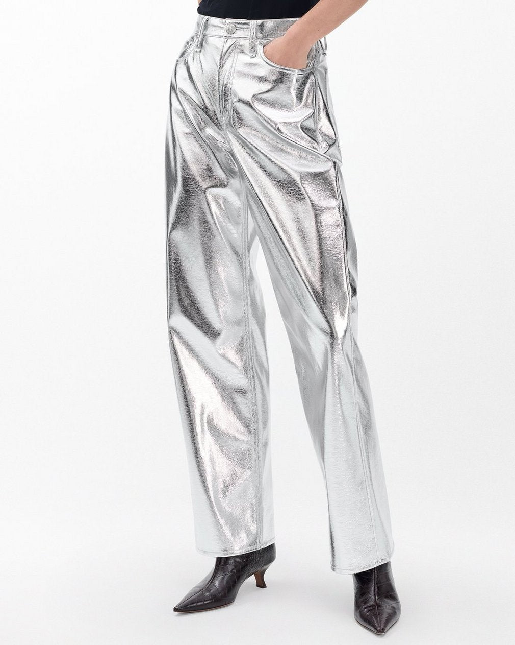 Logan Faux Leather Pants - Silver