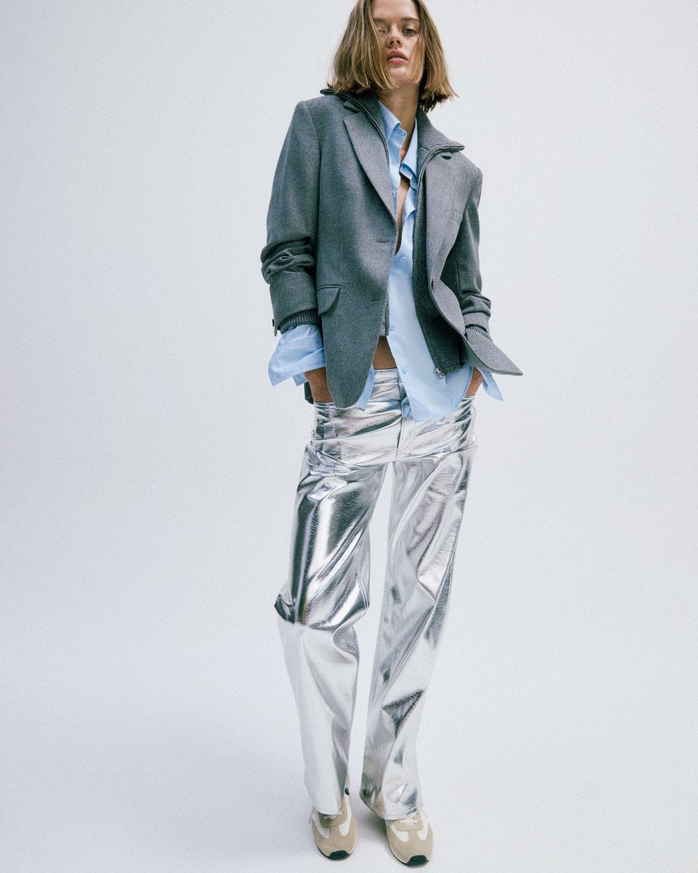 Logan Faux Leather Pants - Silver