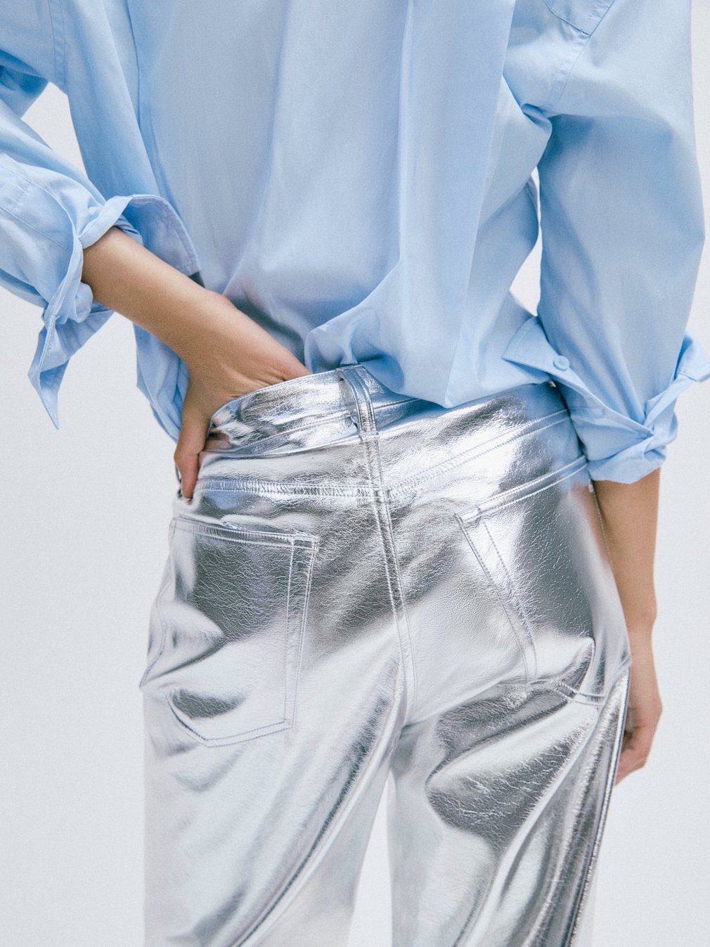 Logan Faux Leather Pants - Silver