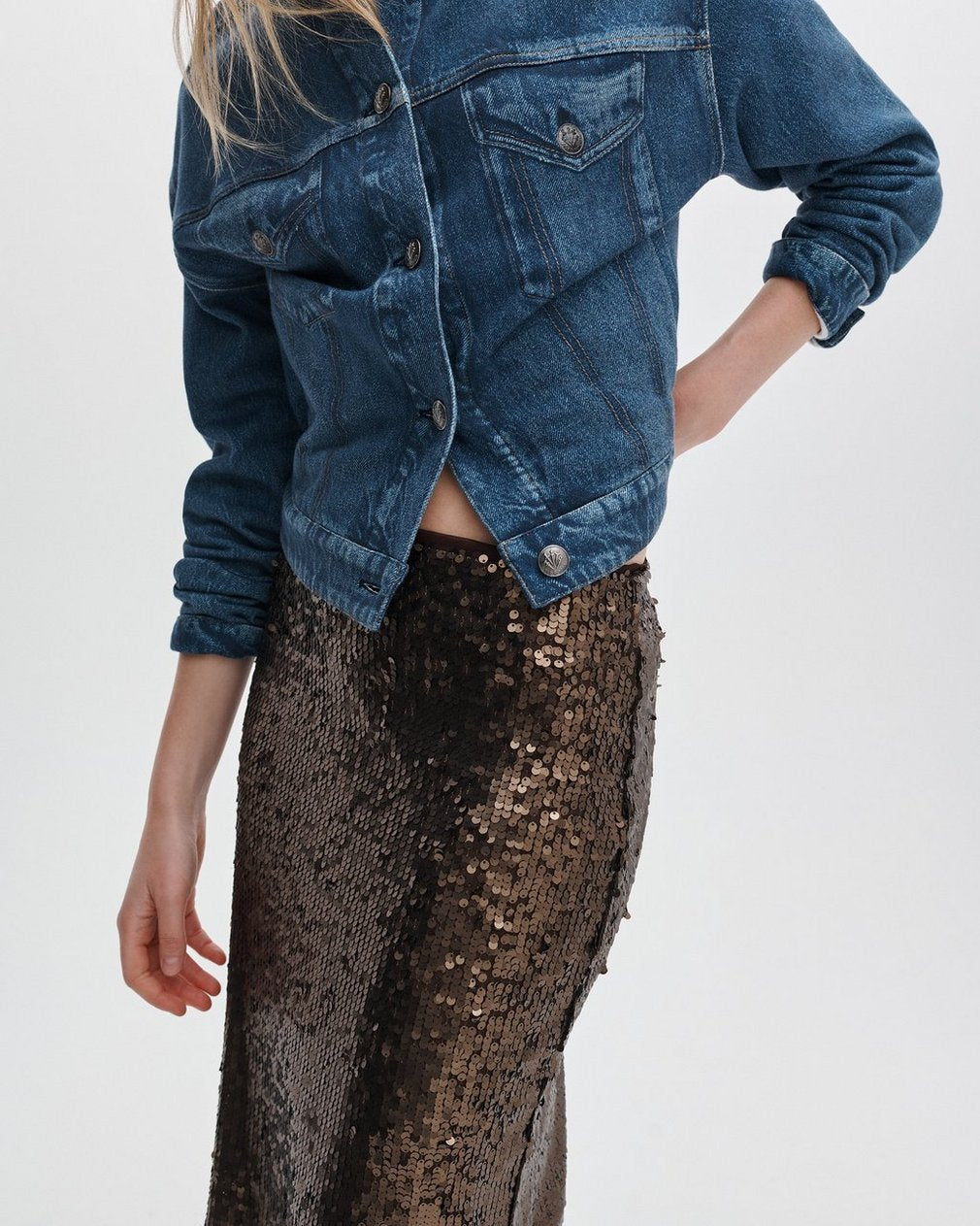 Lucy Sequined Skirt - Coffee