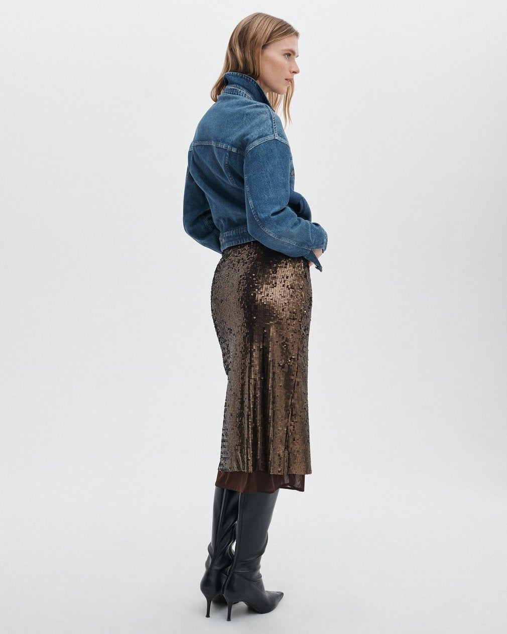 Lucy Sequined Skirt - Coffee