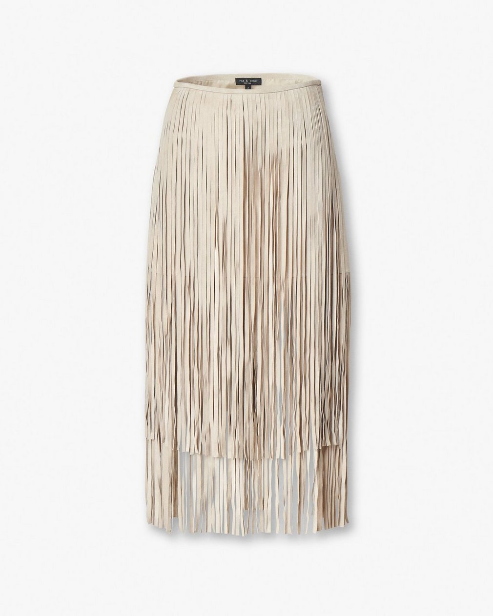 Jasmine Fringed Suede Skirt - Stone