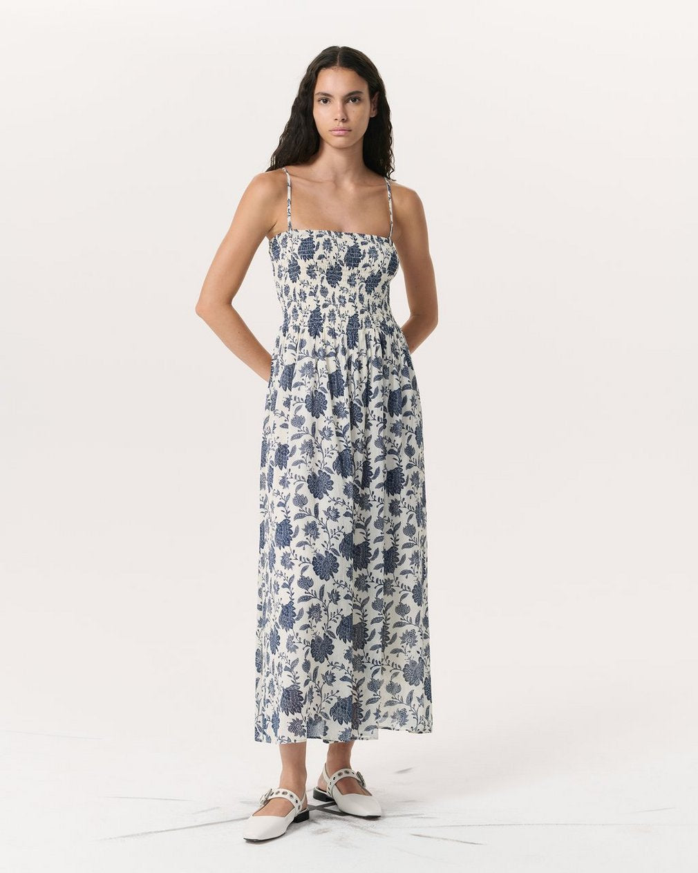 Hallie Floral Cotton-Silk Maxi Dress - Cream Floral