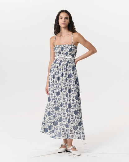 Hallie Floral Cotton-Silk Maxi Dress - Cream Floral