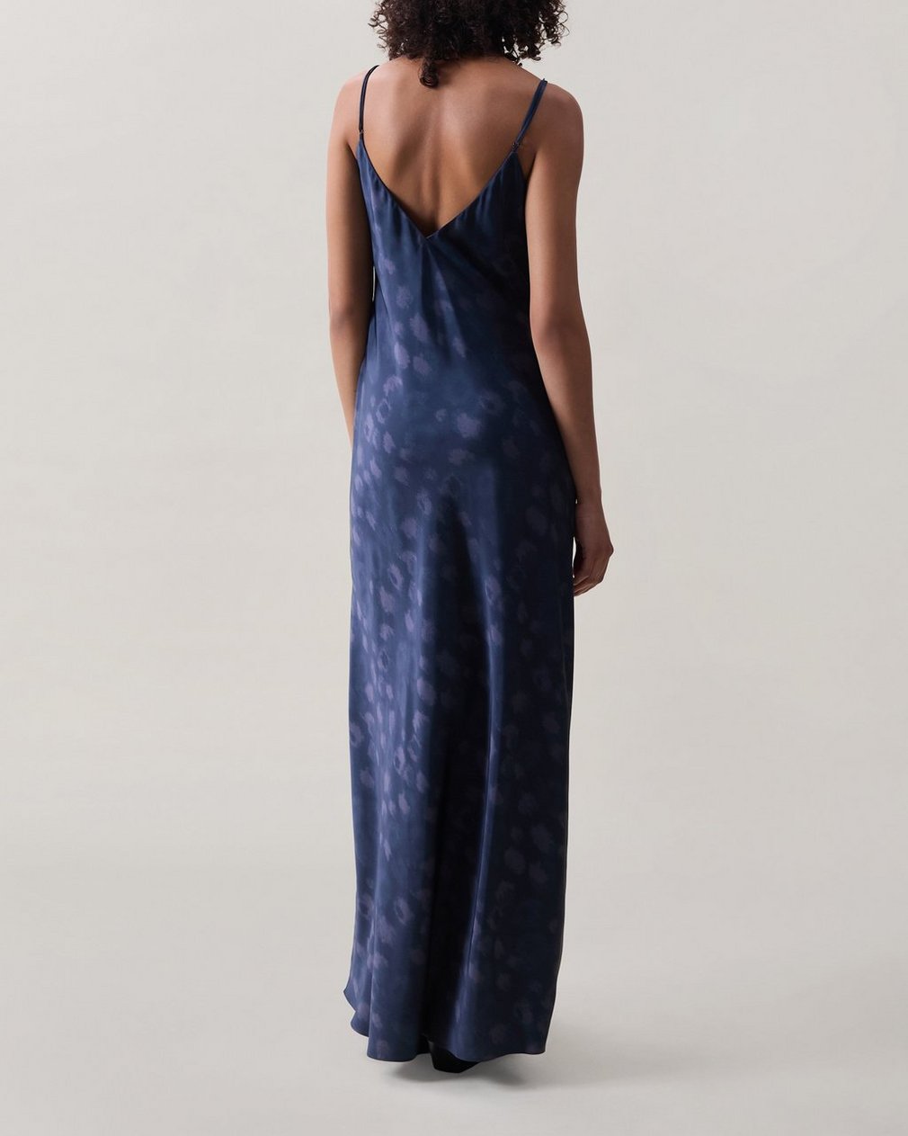 Rissa Satin Slip Dress - Navy Leopard
