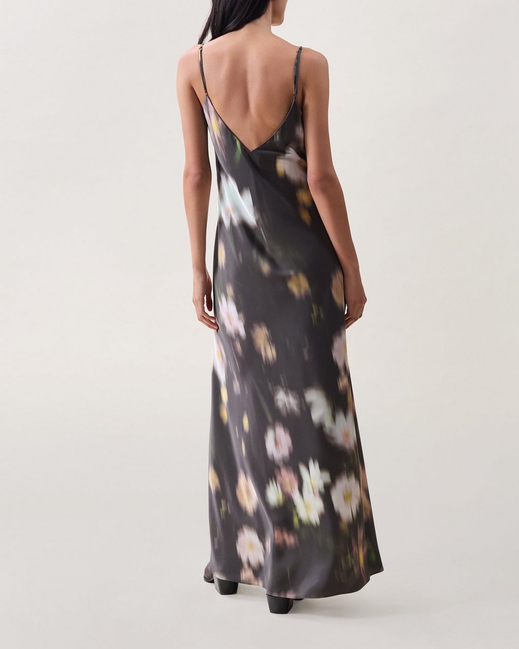 Rissa Satin Slip Dress - Yellow Floral