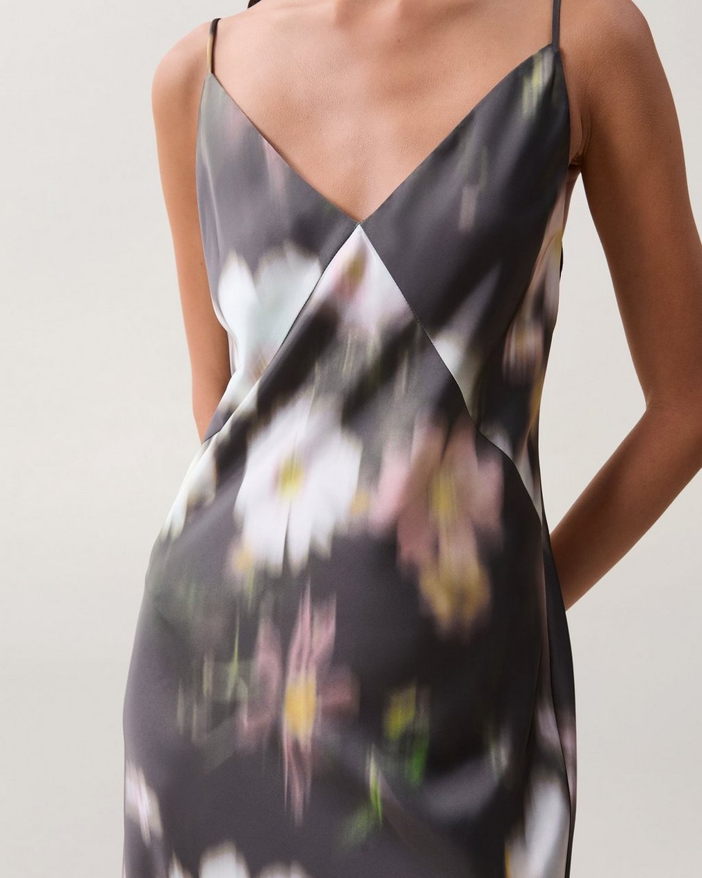 Rissa Satin Slip Dress - Yellow Floral