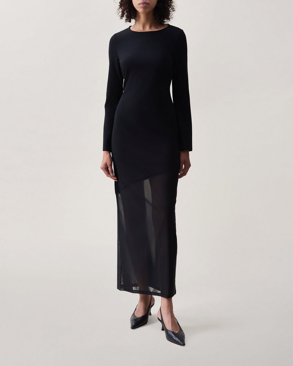 Sascha Mixed-Media Dress - Black