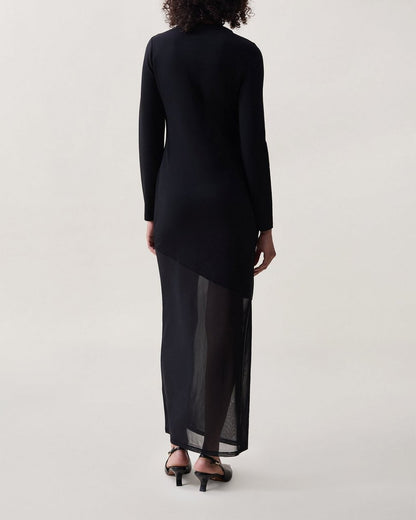 Sascha Mixed-Media Dress - Black