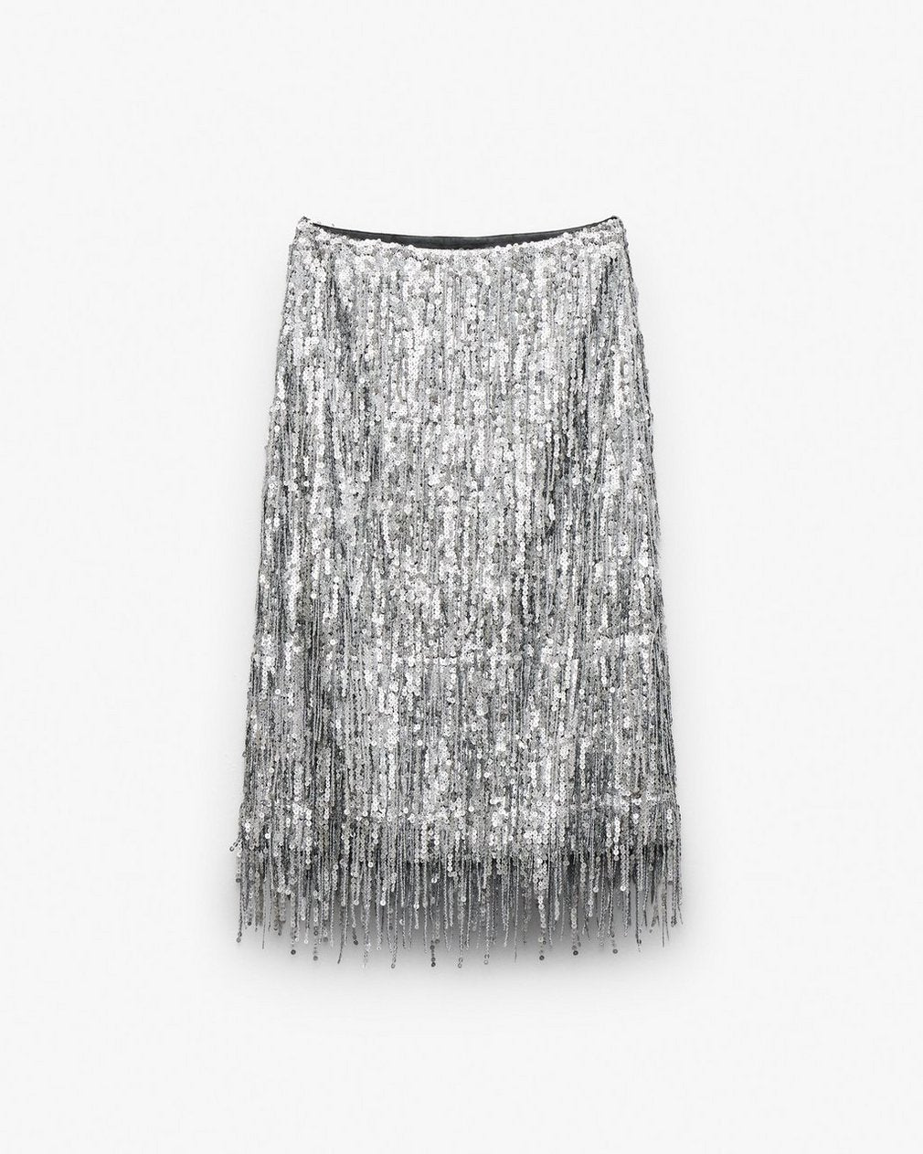 Billie Sequined Tassel Midi Skirt - Gunmetal