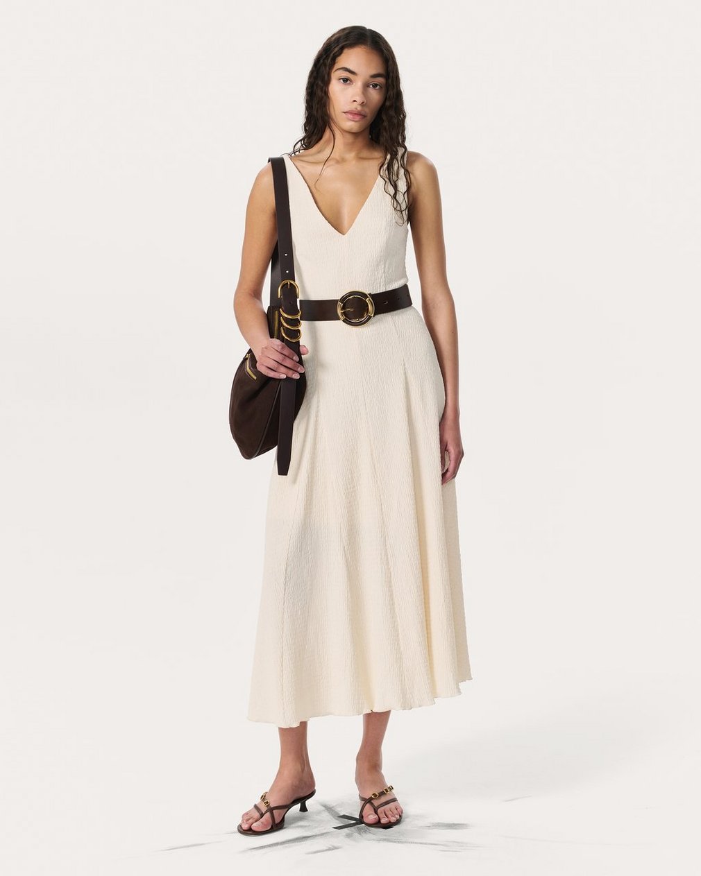 Lou V-Neck Midi Dress - Ivory