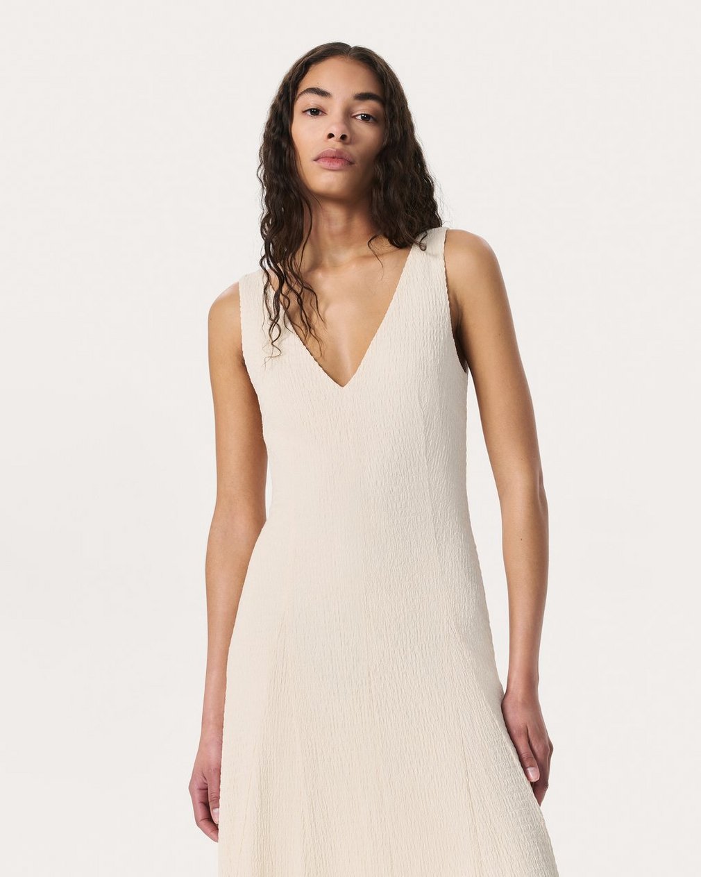 Lou V-Neck Midi Dress - Ivory