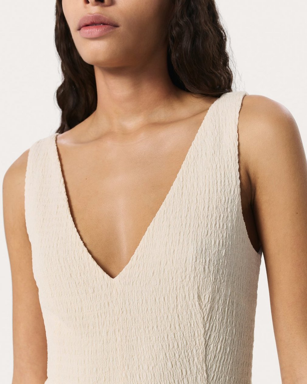 Lou V-Neck Midi Dress - Ivory