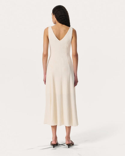 Lou V-Neck Midi Dress - Ivory