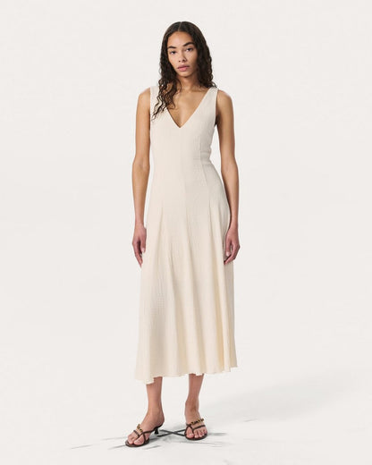 Lou V-Neck Midi Dress - Ivory