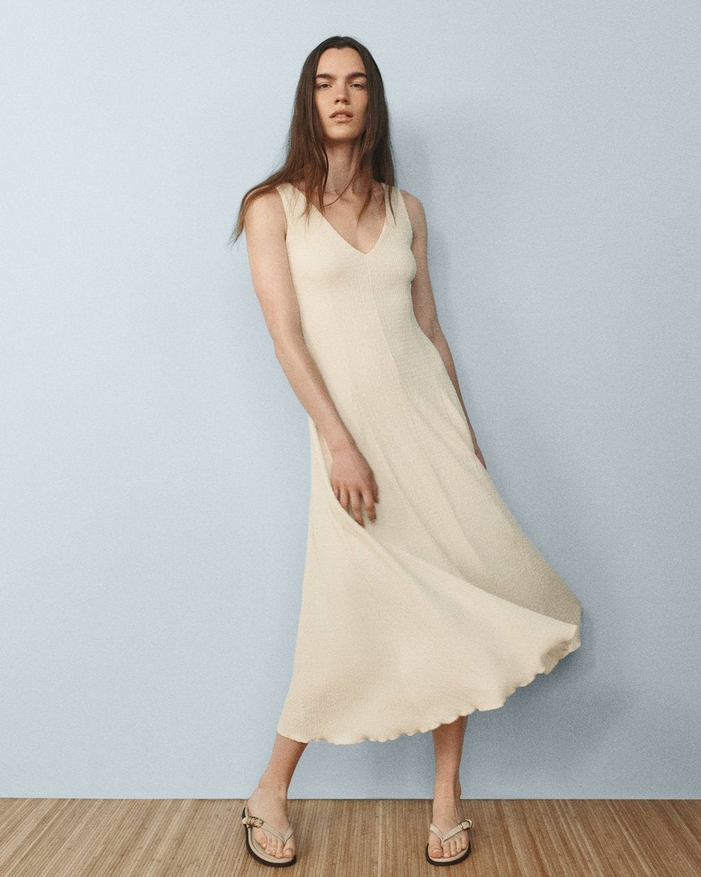 Lou V-Neck Midi Dress - Ivory