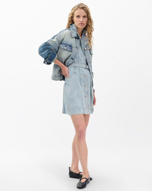 Renata Belted Denim Mini Dress - Mar