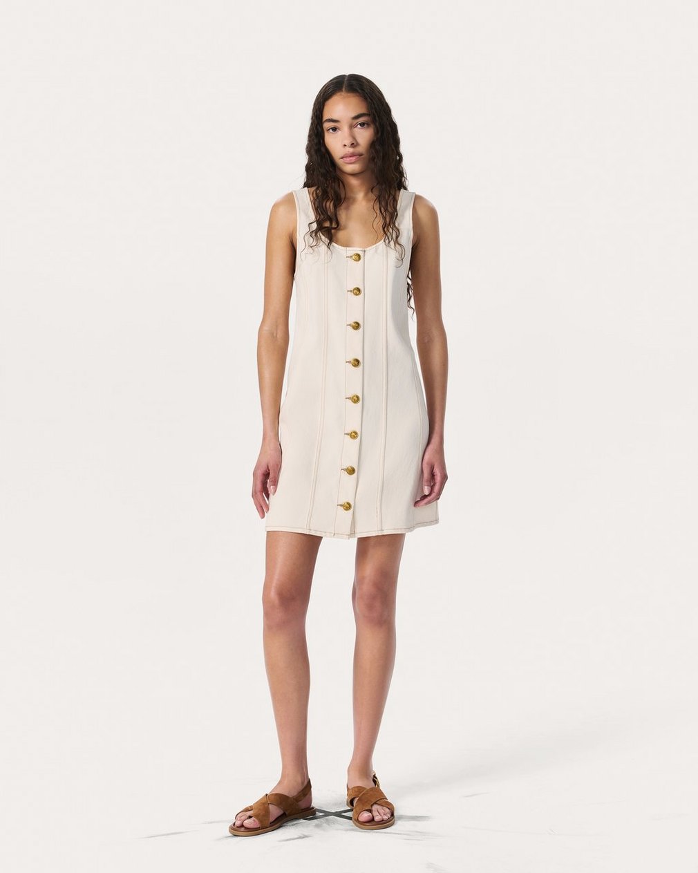 Laney Denim Dress - Ecru