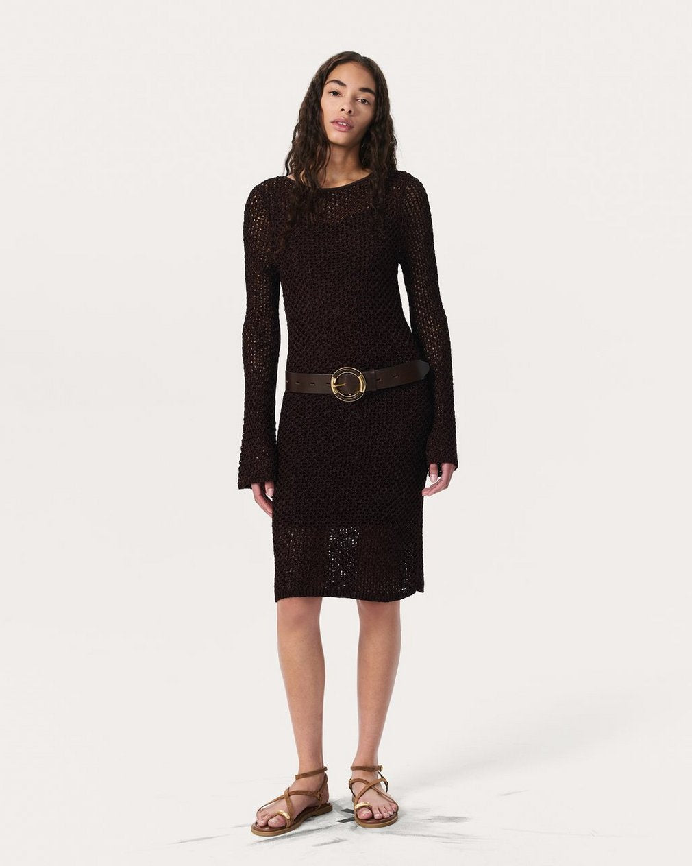 Ellie Knit Mini Dress - Brown