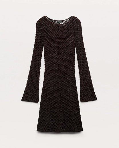Ellie Knit Mini Dress - Brown