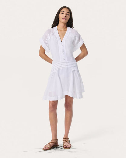 Viviana Pintuck Dress - White