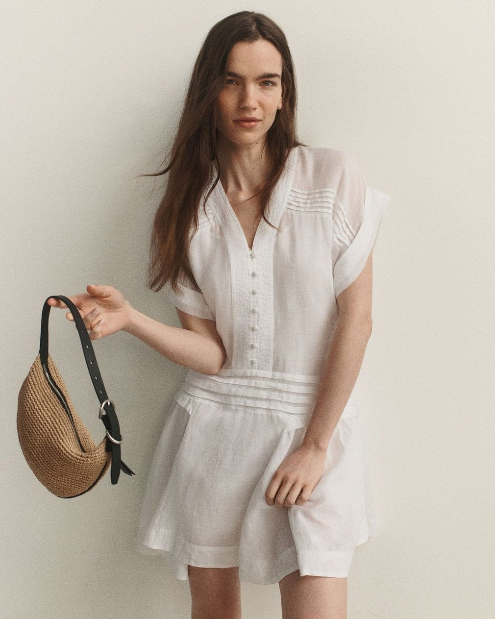 Viviana Pintuck Dress - White
