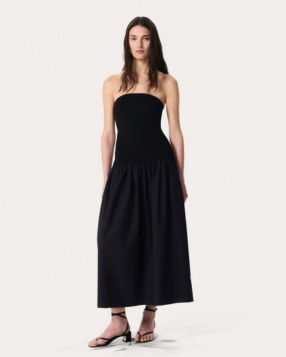 Irina Mixed-Media Dress - Black