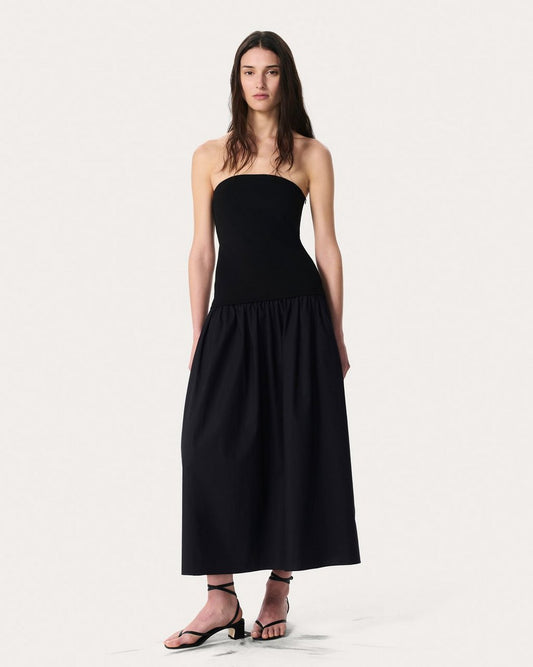 Irina Mixed-Media Dress - Black