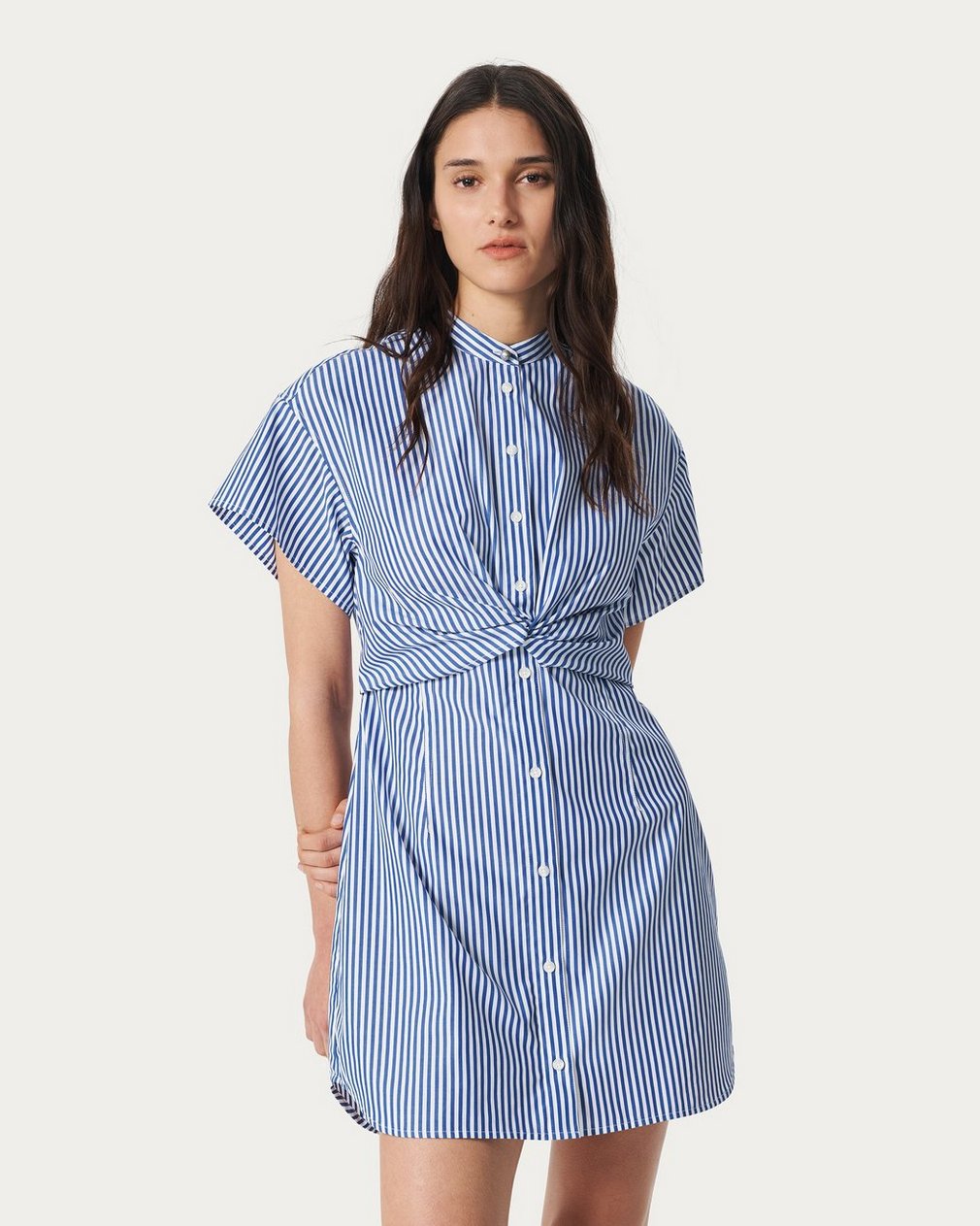 Gretchen Striped Shirt Dress - Navy Stripe
