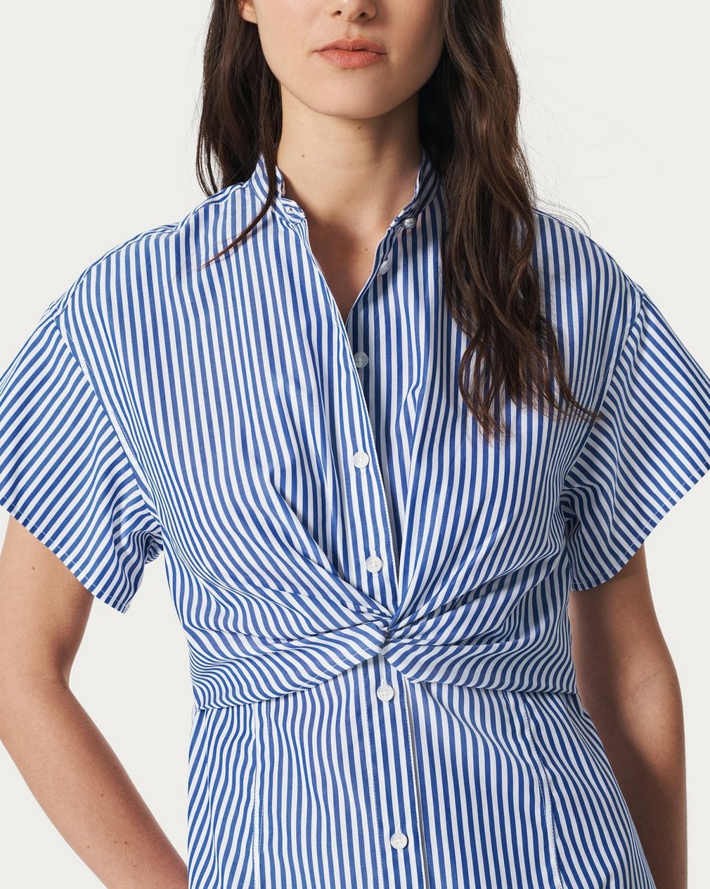Gretchen Striped Shirt Dress - Navy Stripe
