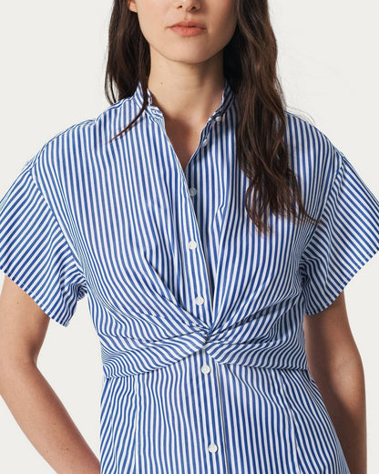 Gretchen Striped Shirt Dress - Navy Stripe