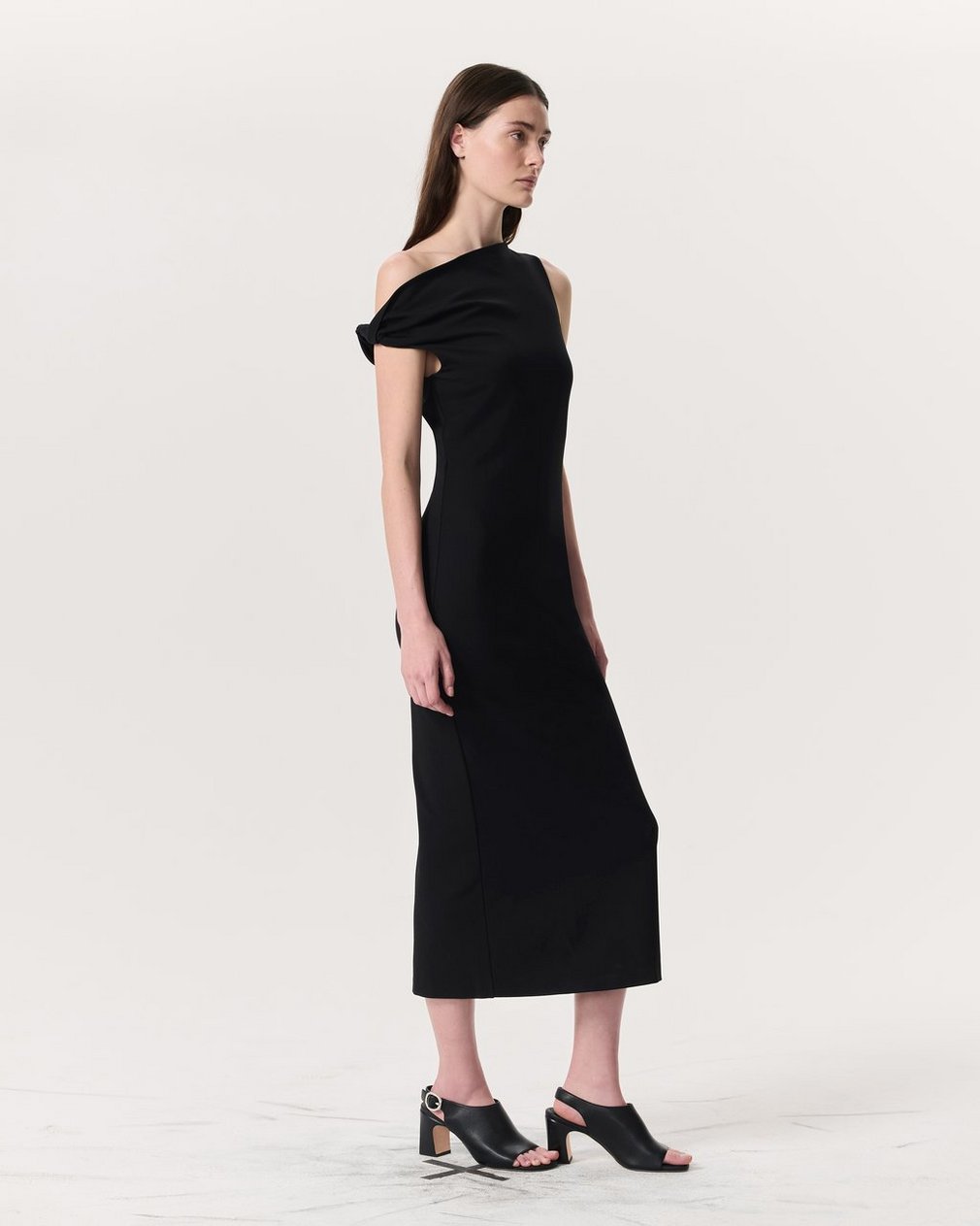 Irina Asymmetric Maxi Dress - Black