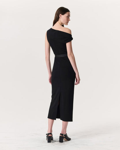 Irina Asymmetric Maxi Dress - Black