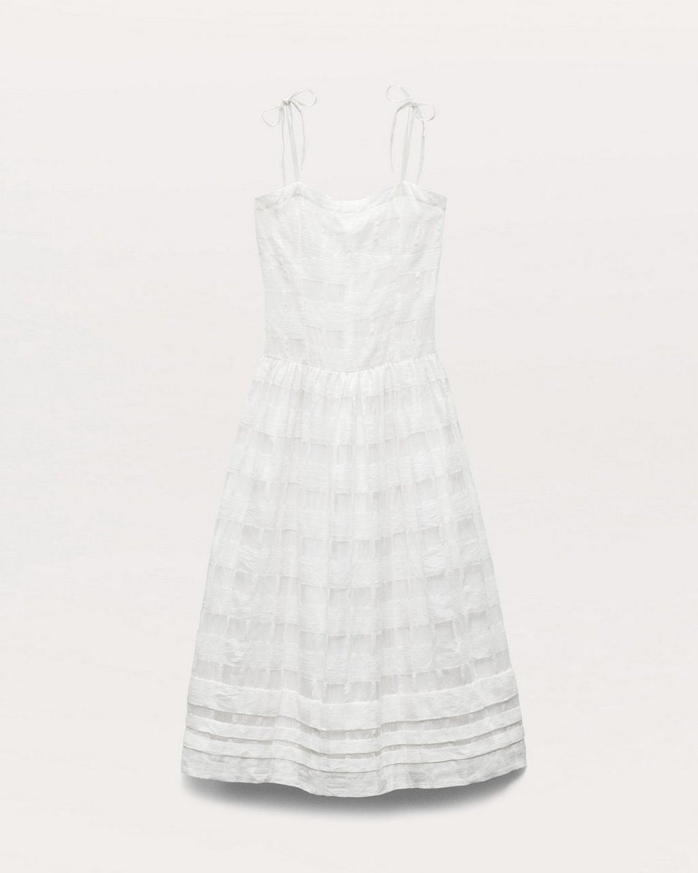 Presley Plaid Cotton-Blend Midi Dress - White