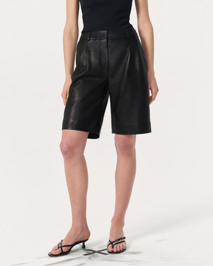 Irina Leather Shorts - Black