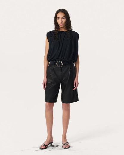Irina Leather Shorts - Black