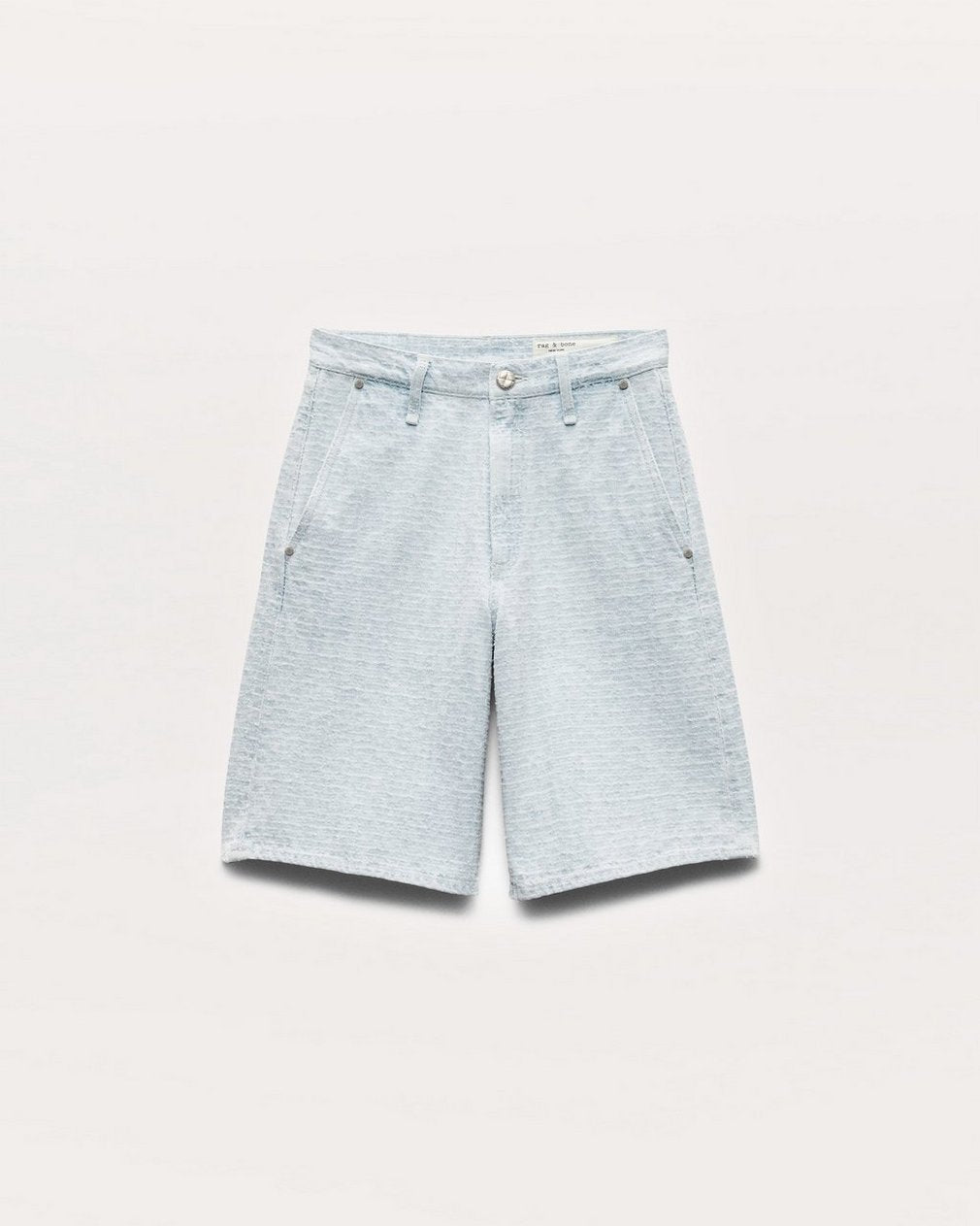 Tailored McKenna Textured Denim Shorts - Sky Blue Tweed