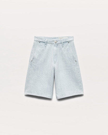 Tailored McKenna Textured Denim Shorts - Sky Blue Tweed
