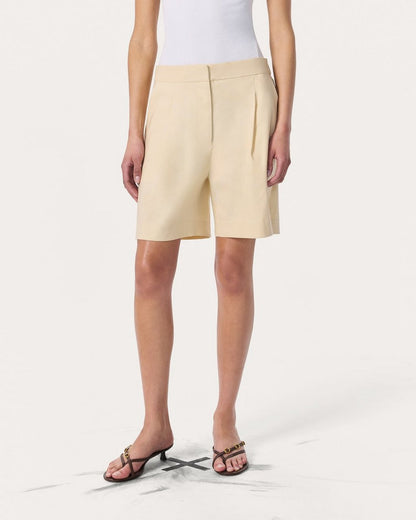 Leona Linen-Blend Shorts - Light Tan