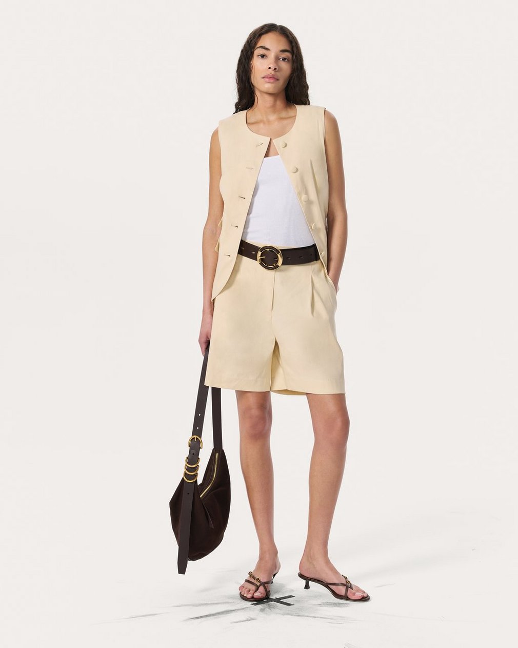 Leona Linen-Blend Shorts - Light Tan