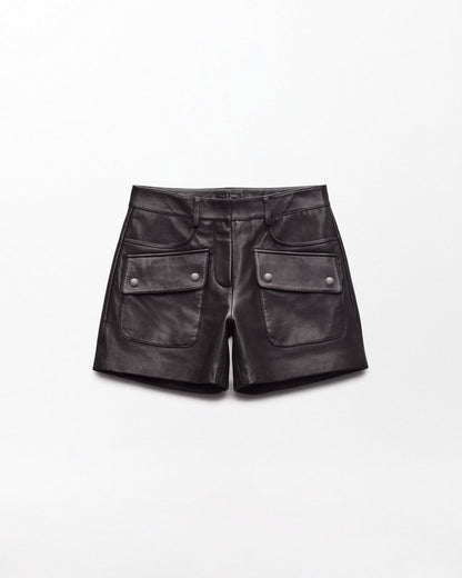 Aria Leather Shorts - Brown