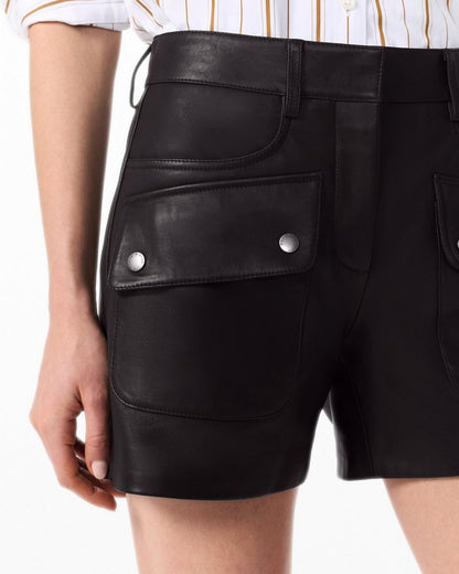 Aria Leather Shorts - Brown