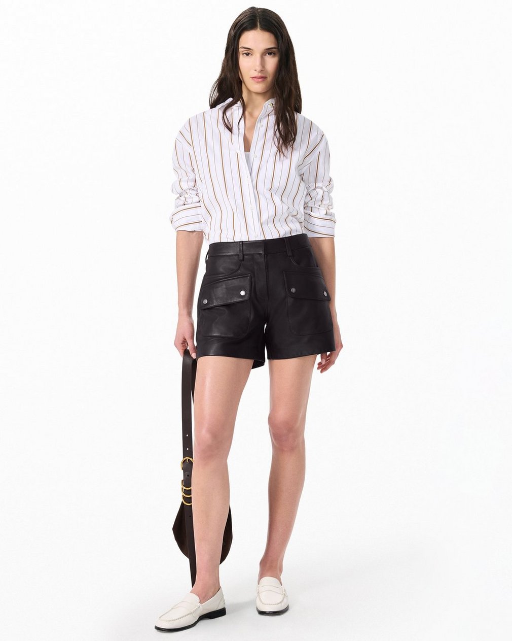 Aria Leather Shorts - Brown